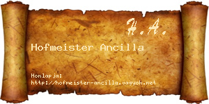 Hofmeister Ancilla névjegykártya
